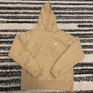champions hoodie long sleeve tan vtg
